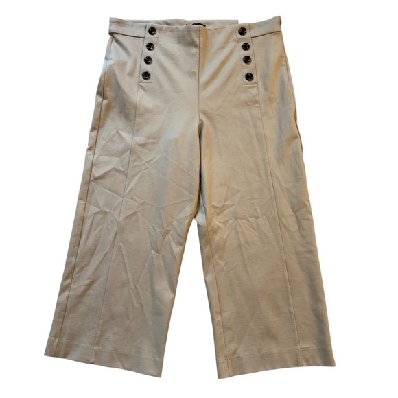 Ann Taylor The Sailor Wide Leg Crop Pant Stretch Knit Khaki Tan Office 16P NEW - Picture 3 of 12